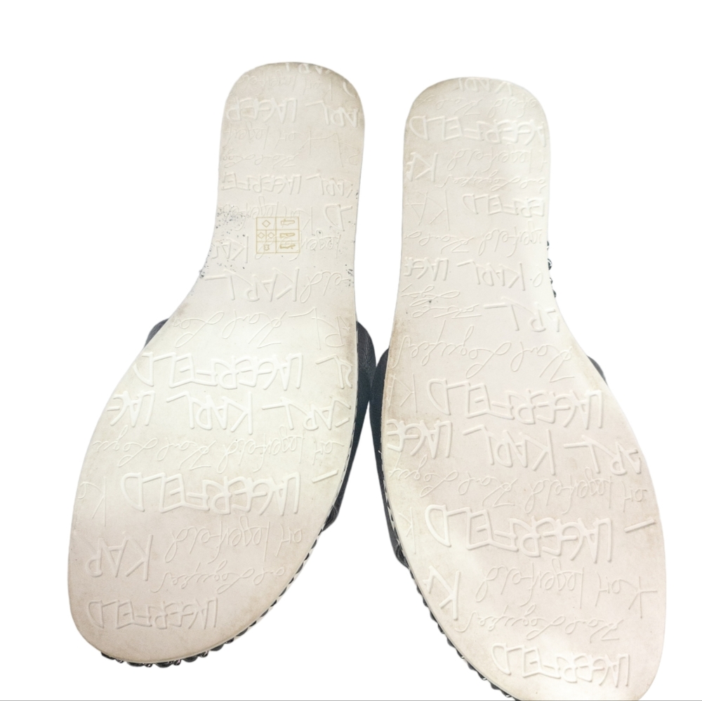 Karl Lagerfeld Paris Bijou Embellished Slide Sandal Silver - Picture 5 of 5